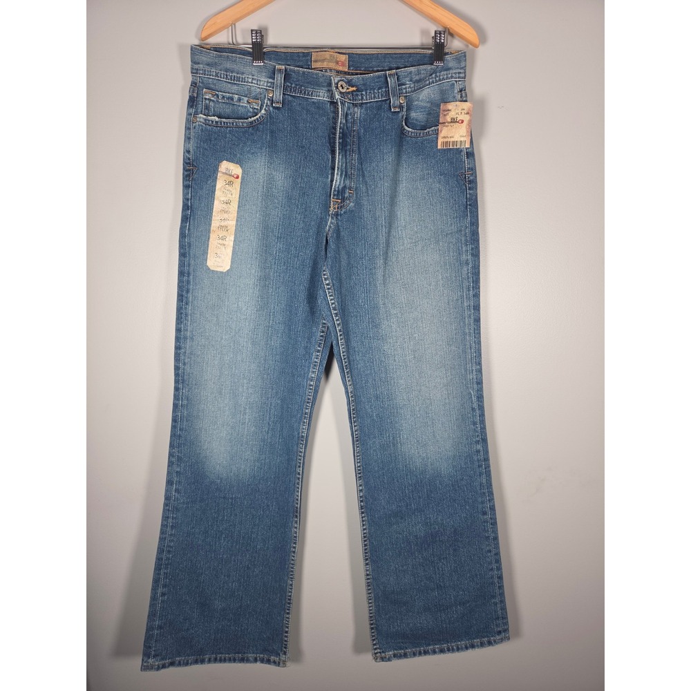 Y2K deadstock BKE Tyler Regular Fit Jeans Mens 34R Medium Wash Distressed NWT